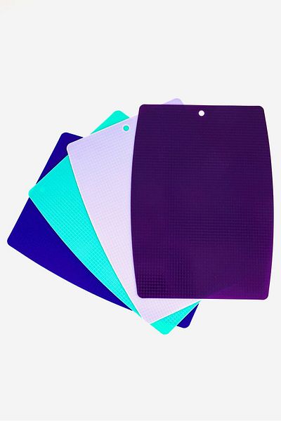 Bombay 4 Pieces Non Slip Cutting Mats. Blue and Turquoise and Lilac and Purple