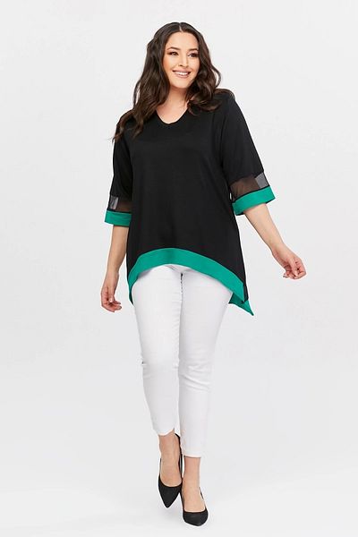 aytemas Asymmetric Colorful Striped Tunic with Skirt