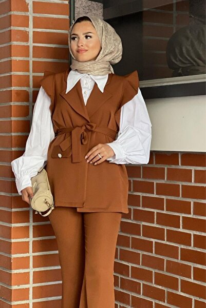 Şule Giyim Hürrem Vest Suit Brown