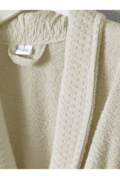 FAVORA Tuwa Unisex Cotton XXL Size Single Bathrobe Set - Ecru