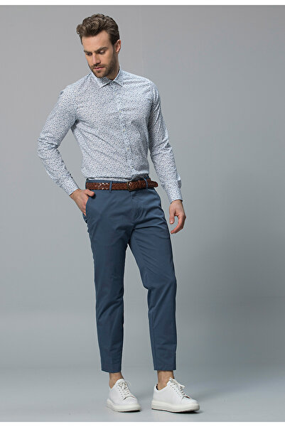 Lufian Gabi Smart Erkek Chino Pantolon Slim Fit Koyu Mavi