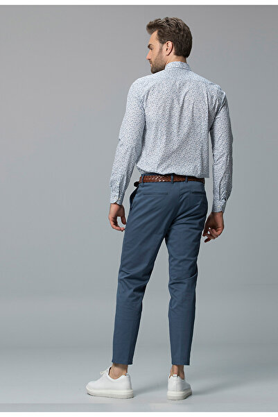 Lufian Gabi Smart Erkek Chino Pantolon Slim Fit Koyu Mavi