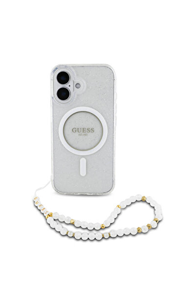 Guess iPhone 16 Uyumlu Kılıf Guess  Lisanslı Magsafe Özellikli Simli Silikon ...