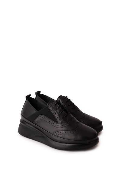 Gondol Genuine Leather Anatomical Sole Comfortable Shoes Elnr.3803 Black