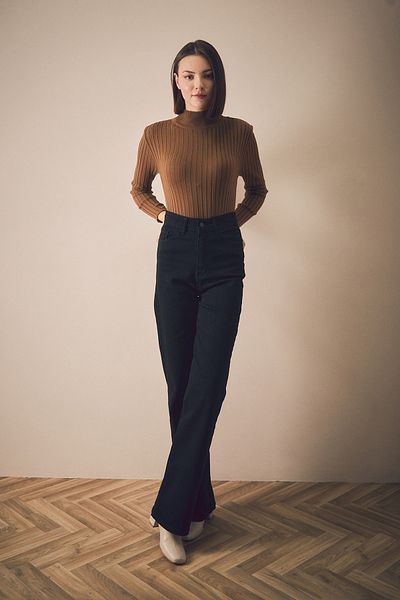 Fulla Moda Πλεκτό πουλόβερ με ριμπ γιακά
