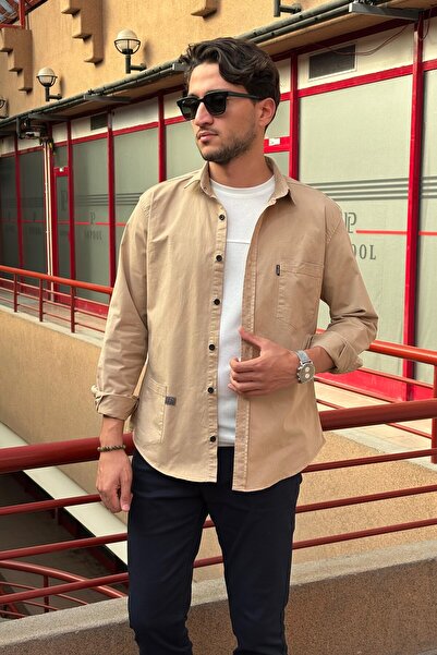 inpool Cep detaylı, mevsimlik, standart-fit, gabardin gömlek