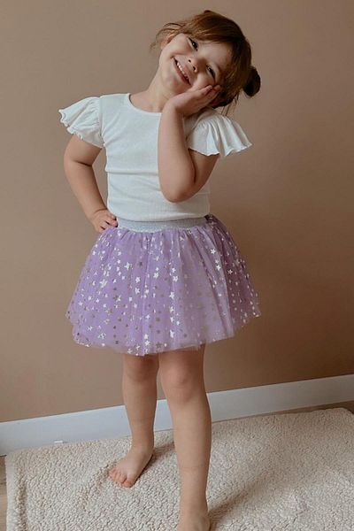 Le Mabelle Lilac Star Printed Girl's Tulle Skirt - Pauline