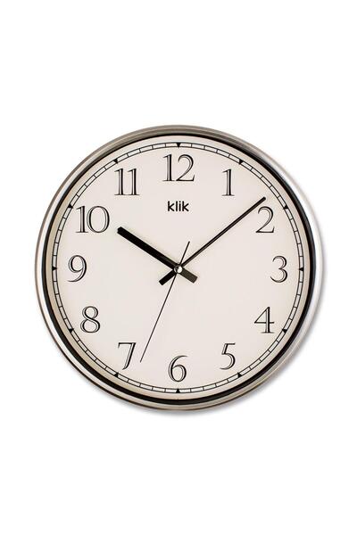 Klik Slim Gümüş Minimalist Duvar Saati