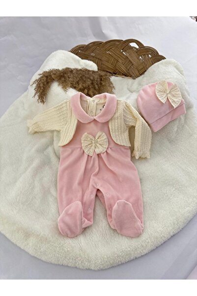 CFRA KADİFE PATİKLİ BEBE YAKA ŞAPKALI KIZ TULUM