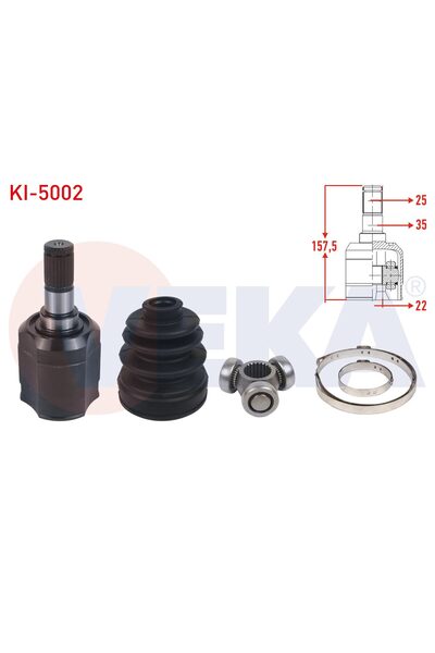 Genel Markalar AKS KAFASI SOL-SAG ON IC 25X22X35 UZUNLUK 157,5mm KIA CERATO (...