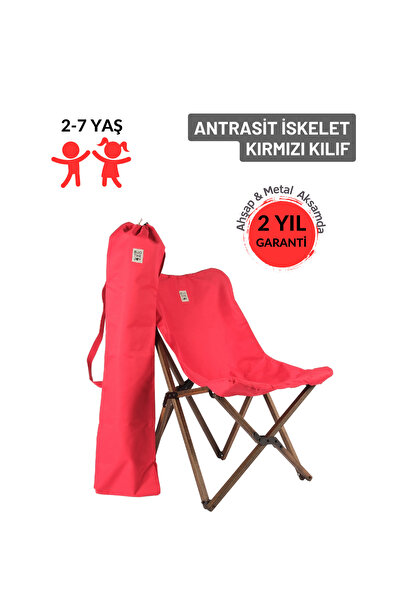Bag The Joy Kids Ahşap Katlanır Kamp Sandalyesi |Bahçe, Piknik, Balkon | Çant...