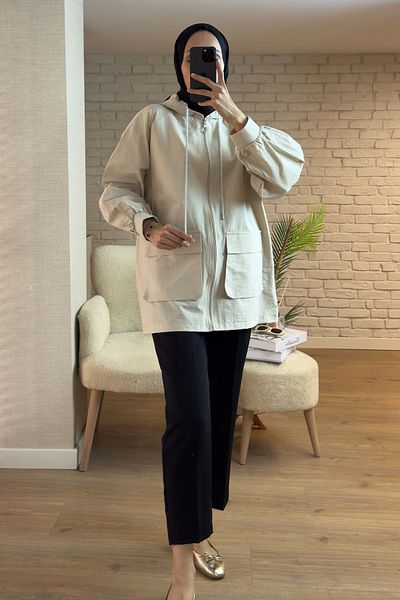 Salih Çelebi 2166 Short Cap with Large Pocket - Stone Color