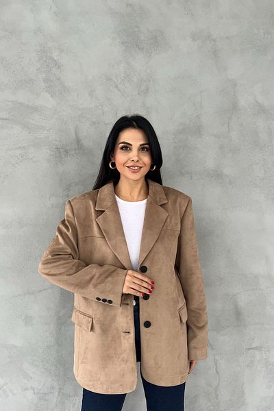 Seda Yalçın Atelier Camel Buttoned Lined Suede Blazer Jacket