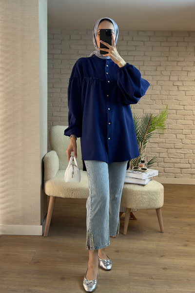 Salih Çelebi 2170 Üst Kısmı Piliseli Tunik- LACİVERT