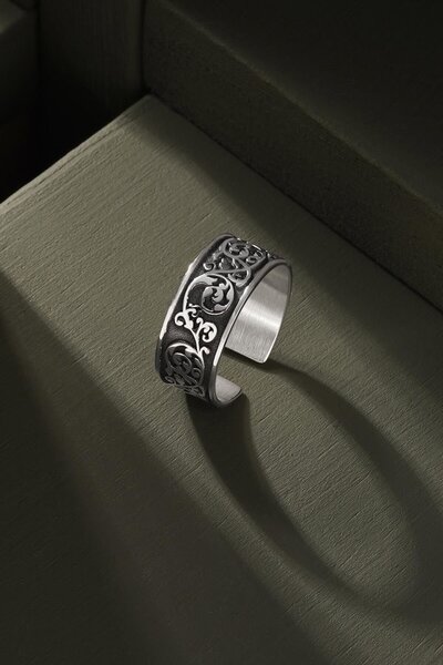 Takıdepo Gravür Desenli Ayarlanabilir Gümüş Yüzük