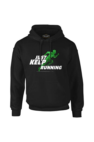 Lord T-Shirt Men's Hooded Black Non-Zipper Just Keep Running Sweatshirt