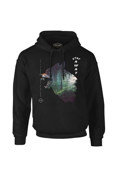 Lord T-Shirt Wild Wolf In The Forest Black Men's Zipperless Hoodie