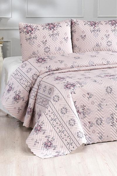 Çeyiz Diyarı Double Ultrasonic Quilted Bedspread - Powder