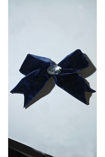 ÖZPAŞ TEKSTİL VE AKSESUAR Μπλε Navy Velvet Stone Bow 2 τεμάχια