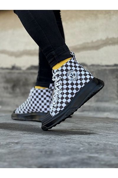 Wagoon Wg017 Καρό Ανδρικά Παπούτσια Casual Half Ankle