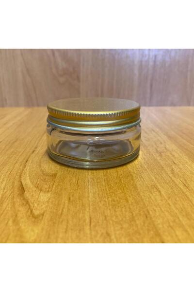 Ahsa Ticaret 3 Pcs 50 Cc Glass Cream Jar - Metal Lid - 50 ml Glass Cream Jar