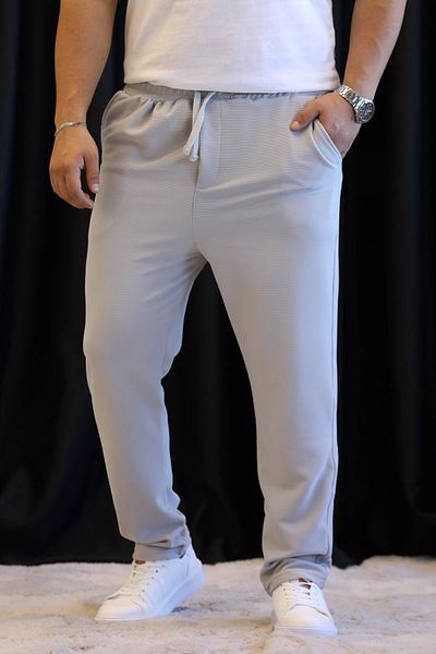 MİSHAR İTALİA Γκρι ανδρικό παντελόνι Jogger με ελαστική μέση με κορδόνια