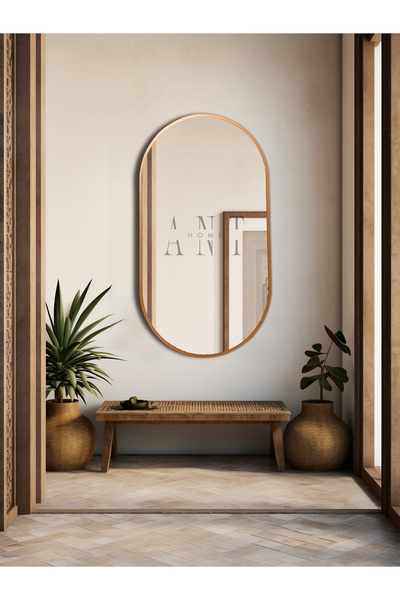 ant home Dekoratif Ayna Duvar Aynası Konsol Aynası Mdf Elips Ayna 90X50 CM