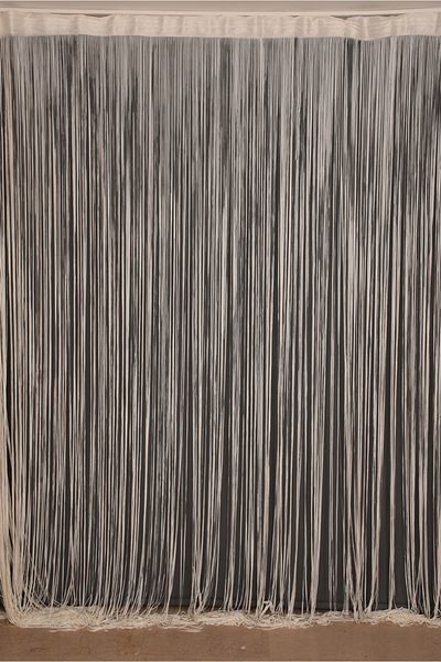 AKÇA TEKSTİL Plain Rope Curtain 180 cm Width 280 cm Length Cream Color Ready Rope Curtain