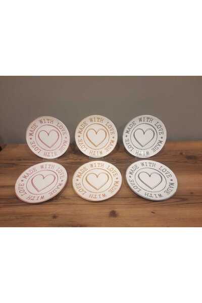 Keramika KERAMİKA 20 CM PASTA TABAĞI 6 ADET LOVE
