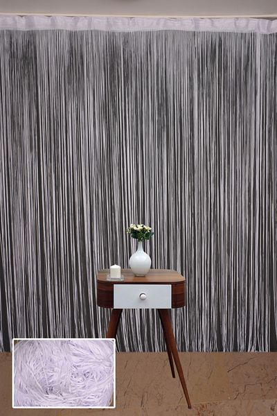 AKÇA TEKSTİL Plain Rope Curtain 180 cm Width 280 cm Length White Color Ready Rope Curtain