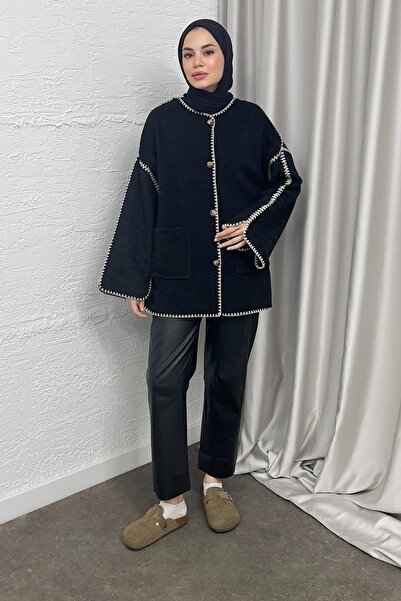 STİLBOON Kaşe Kemerli Ceket 9070 Siyah