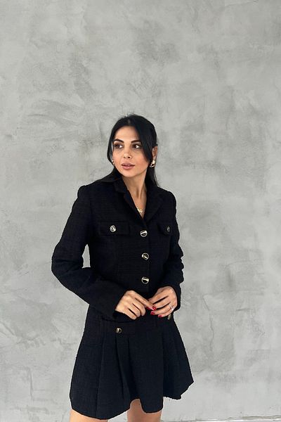 Seda Yalçın Atelier Black Lined Tweed Crop Jacket