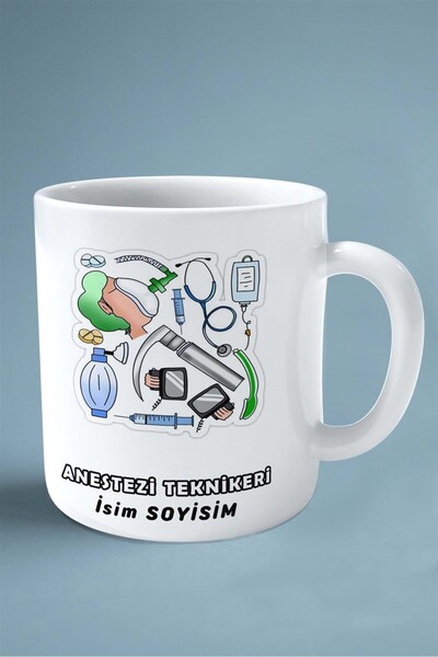 ART HEDİYE anestezi teknikeri Baskılı Kupa Bardak Çift Taraflı baskı kişiye ö...