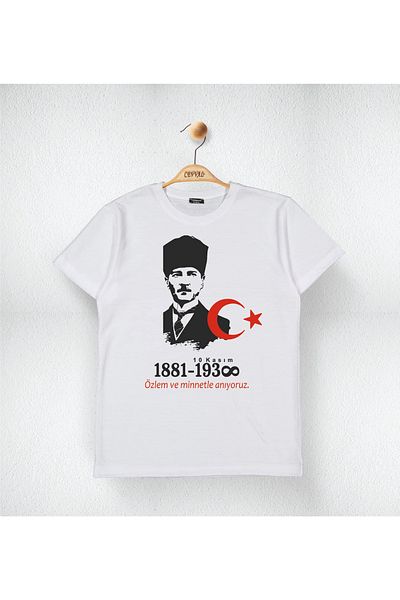 Cevval 10 NOVEMBRIE TRICOU COPII BUMBAC IMPRIMAT ATATURC CU INIMILE