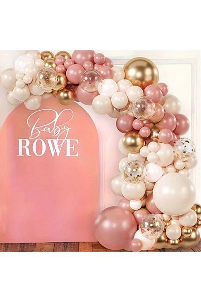 Çemrek Süs Parti Retro Rosewood Gold crom roz blush Lanț de baloane 103 de baloane Jumbo incluse