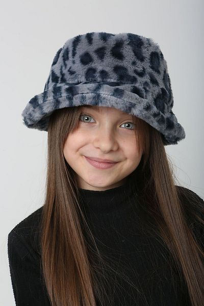 REMSA Blue Leopard Patterned Kids Plush Bucket Hat - Rkş-Ç-01