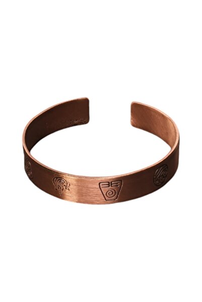 Sırlı Sepet Bakır Geometrik ve Nazarlık Motifli Bilezik