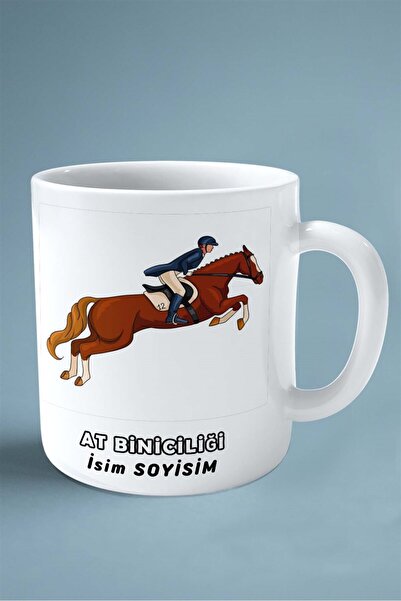 ART HEDİYE at biniciliği atçılık at Baskılı Kupa Bardak Çift Taraflı baskı ki...