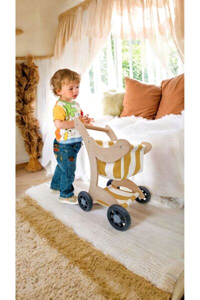 elizi ahşap Ahşap Oyuncak Bebek Arabası