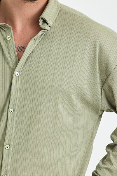 HAWKKİNG Ανδρικό καλοκαιρινό μακρυμάνικο πουκάμισο με λευκό σχέδιο