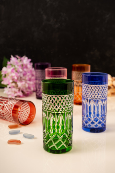 MEST 6-Color 295 Cc Special Cut Coffee Water Cup Set - Green, Blue, Pink, Red, Purple, Yellow