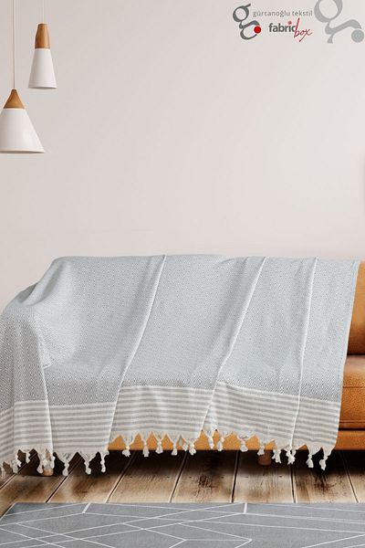 Fabric Box غطاء أريكة قطني للأريكة والسرير مقاس 170 × 220 سم مضاد للانزلاق ومضاد للتعرق