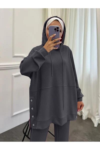 Machetta Γυναικείο σετ Hijab 2 τεμαχίων με κουκούλα και κουμπιά στα πλαϊνά και στα πόδια
