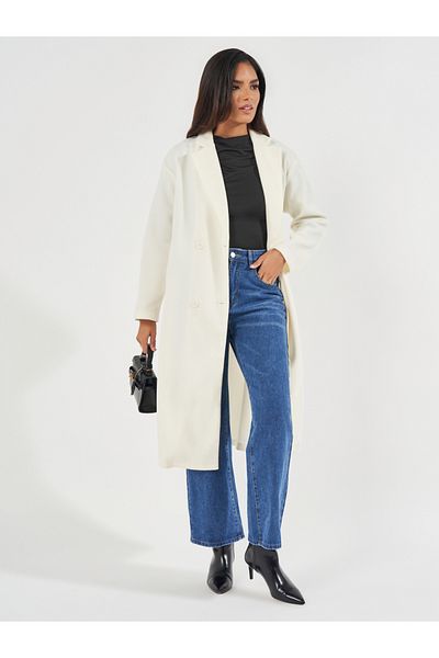 Styli Regular Fit Double Breasted Wool Like Coat
