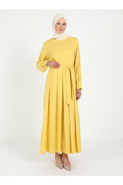 Tavin Natural Fabric Suit Dress - Yellow - Tavin