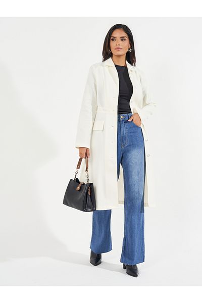 Styli Regular Fit Knee Length Buttoned Wool Like Coat