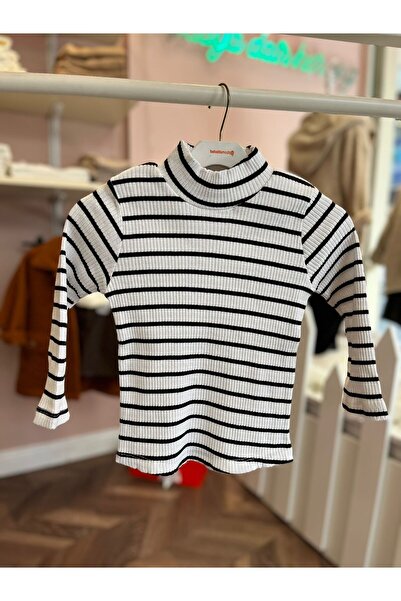 Rena Butik Mevsimlik Yarım Balıkçı Yaka Çizgili Raporlu Body