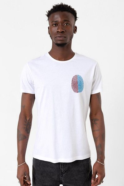 Tshirthane Ανδρικό μπλουζάκι με δακτυλικό αποτύπωμα μπορντό μπλε λευκό