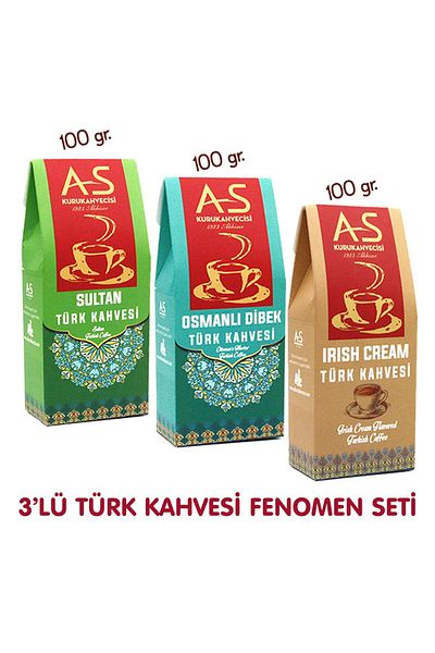 AS Kurukahvecisi 3-Piece Turkish Coffee Phenomenon Set (SULTAN, DIBEK, IRISH)
