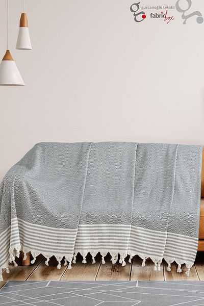 Fabric Box غطاء أريكة قطني للأريكة والسرير مقاس 170 × 220 سم مضاد للانزلاق ومضاد للتعرق